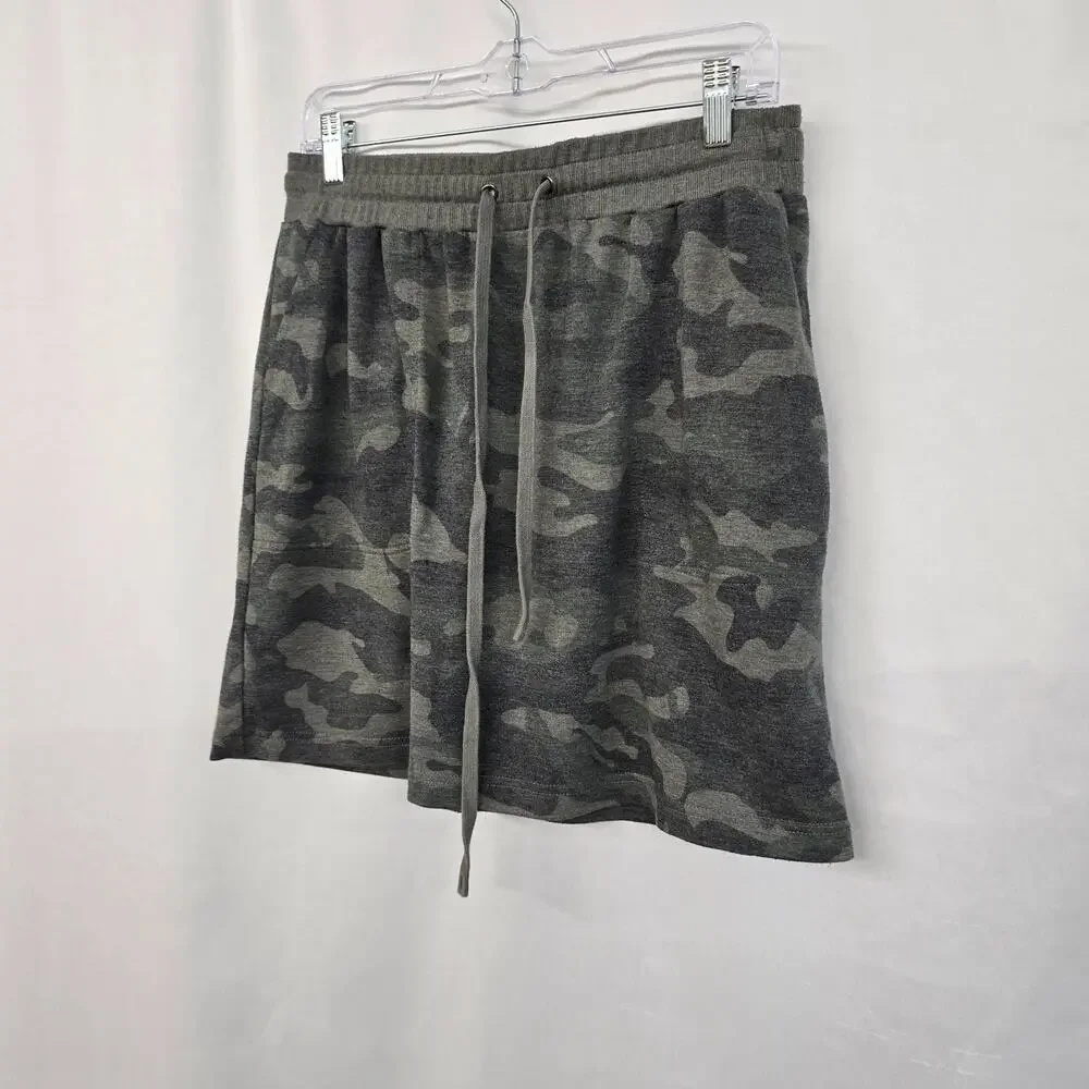 Jane & Delancey Skirt Women's L Green Camo Elastic Waist Drawstring Pockets